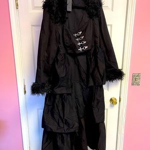 Dolls Kill Widow Black Ruffled Tiered Lace Up Duster Coat